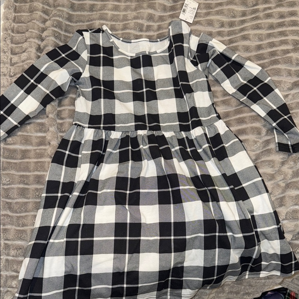 Plaid Black and White Kids Dress